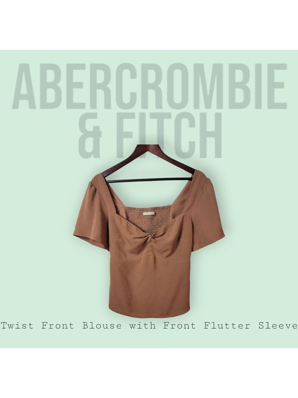 Abercrombie & Fitch Women's Brown Twist Front / Flutter Sleeve Top